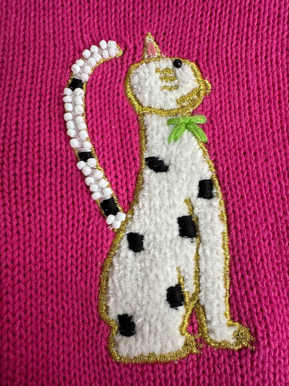 Jack B Quick Pink Cat Embroidered Button Cardigan Vintage whimsical - Picture 8 of 11